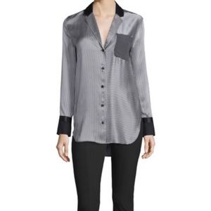 RAG & BONE Farah Striped Long Blouse Shirt Silk S